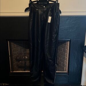 NWT Anthropologie Baggy Leather Zipper Pants Size XS